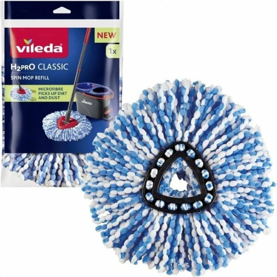 Insert mop rrotullues Vileda H2prO Turbo 32 cm mikrofibër, blu, 1x