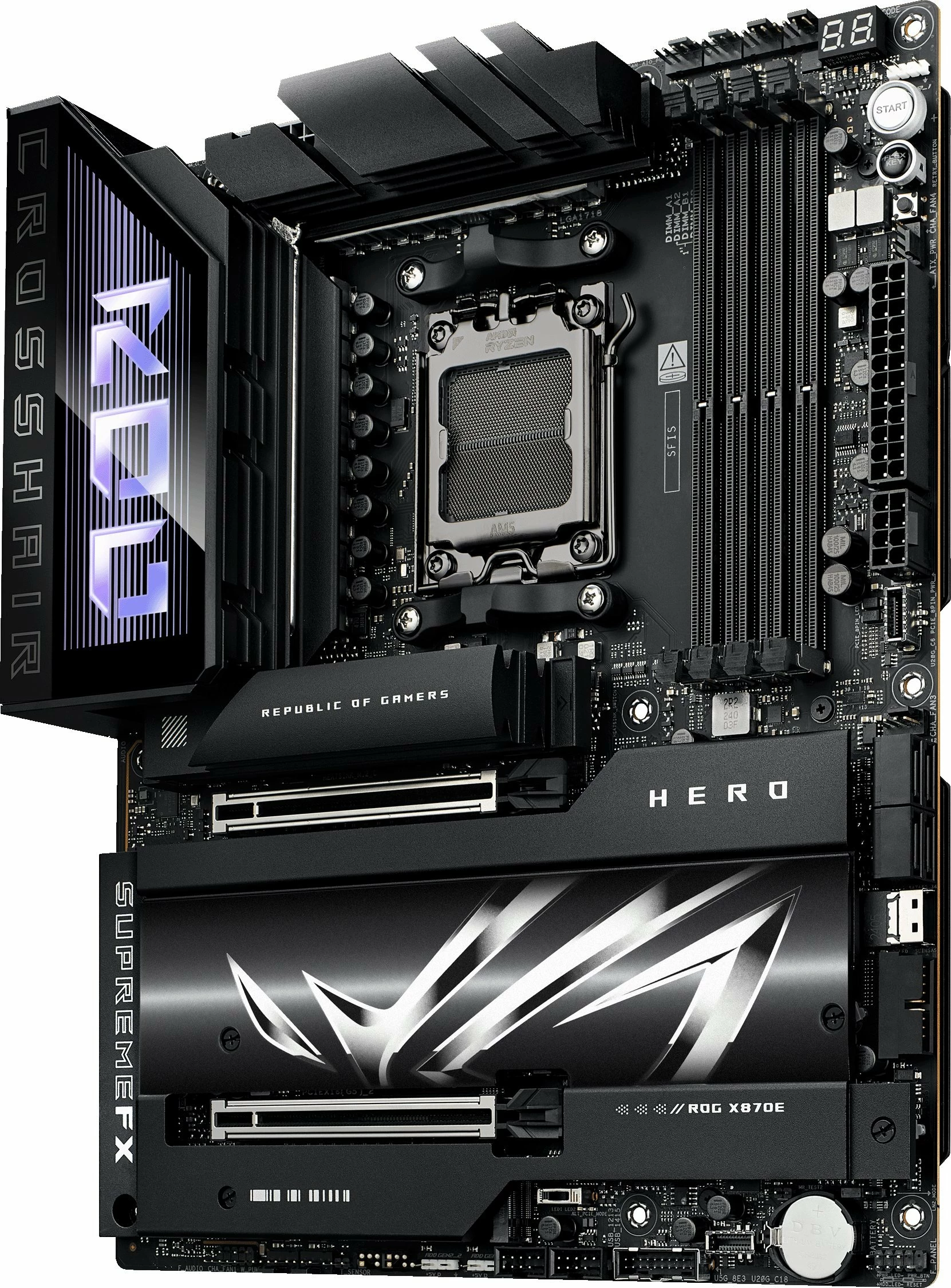 Pllakë amë Asus ROG Crosshair X870E Hero ATX, AM5, DDR5 deri 256GB, Wi‑Fi 7