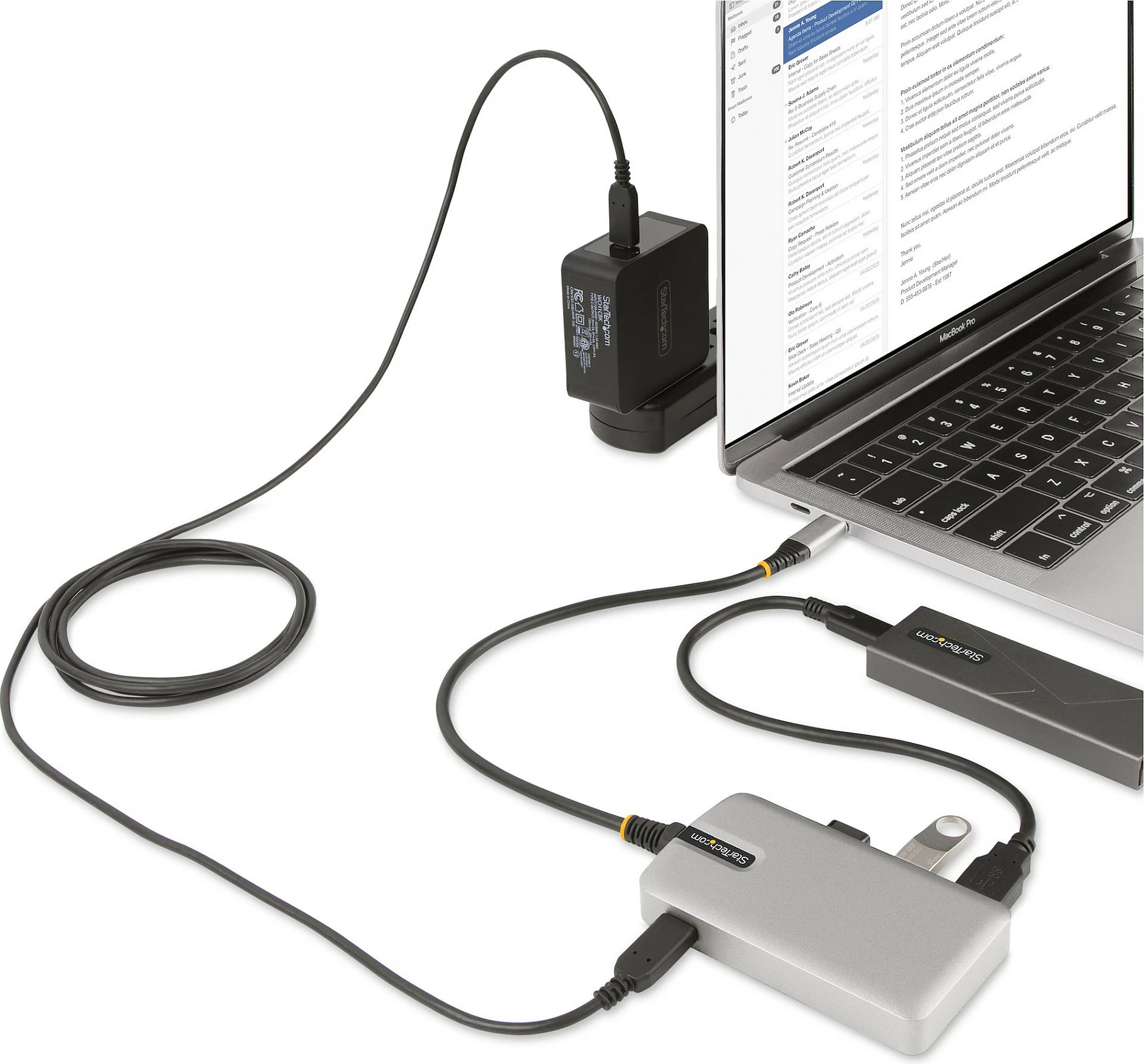 Hub USB-C StarTech 4-Port, 3x USB-A + 1x USB-C me DP Alt Mode 4K 60Hz, PD 100W, 10Gbps, gri