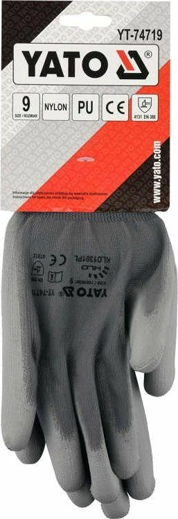 Dorëza pune Yato YT-74719, të veshura me PU, madhësia 9 (L), gri