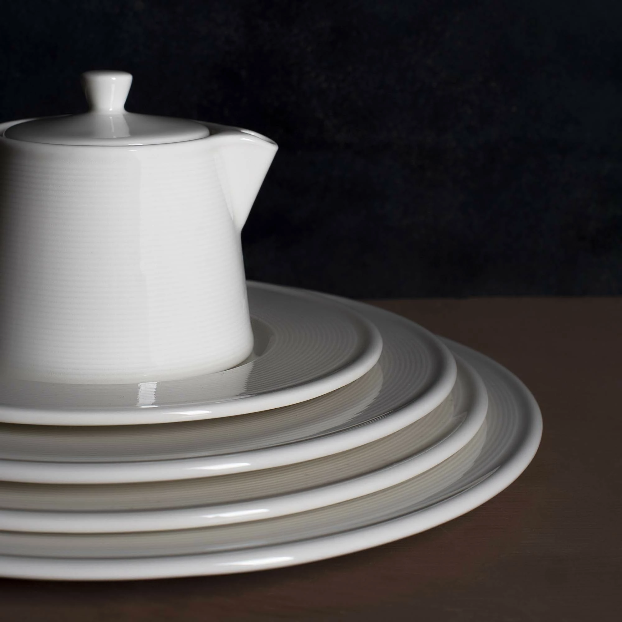 Pjatëz filxhani Porland Line 160mm porcelan, krem, set 6 copë