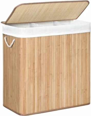 Shportë rrobash SONGMICS LCB091N01 3x50L (150L) bambu me kapak, natyrale