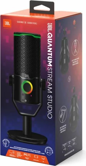Mikrofon JBL Quantum Stream Studio 192kHz/24-bit, me RGB, me stand tavoline, zi