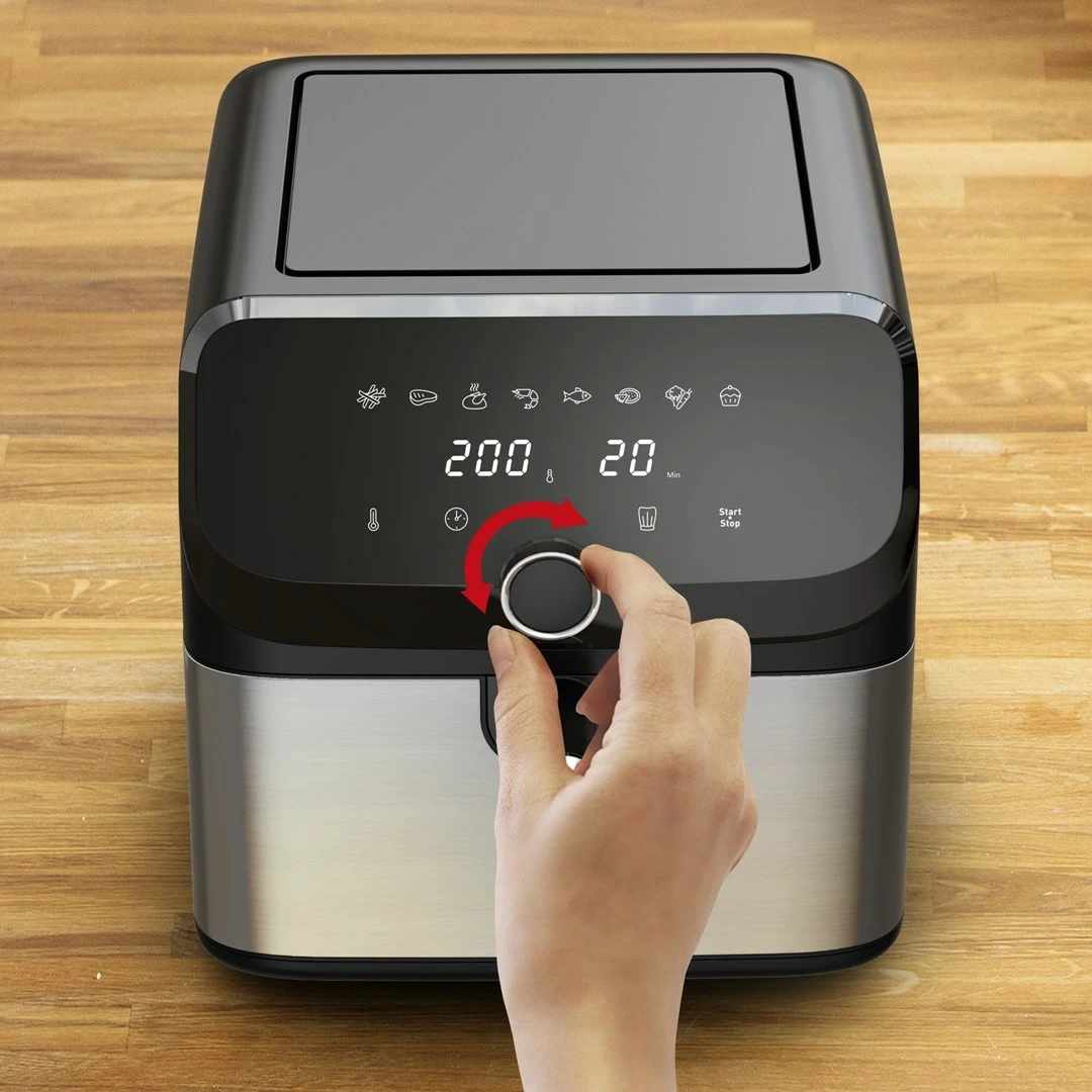 Fritezë me ajër të nxehtë Tefal Easy Fry Mega EY855D10, 7.5 L, E zezë, Inox