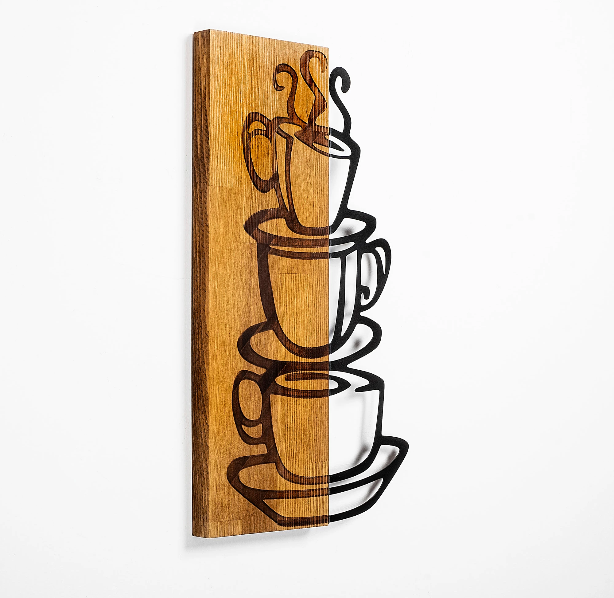 Aksesor dekorativ për mur, dru arre dhe metal, Wallity MA-296, 58x34cm