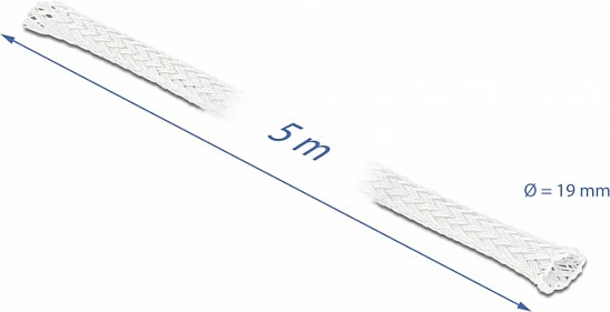 Mbështjellës rrjetëzuar elastik për kabllo DeLOCK, 5 m x 19 mm, i bardhë