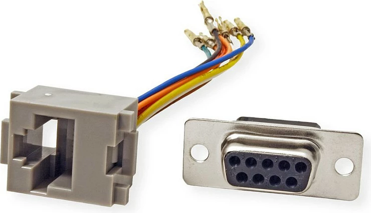 Adapter serial ROLINE DB9 (female) në RJ-45 (female), plug and play, gri/argjend