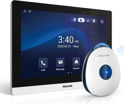 Stacion i brendshëm Akuvox C319A, ekran me prekje, Android, POE, Wi-Fi, Bluetooth, kamera 1 MP, modul RF dhe varëse SOS