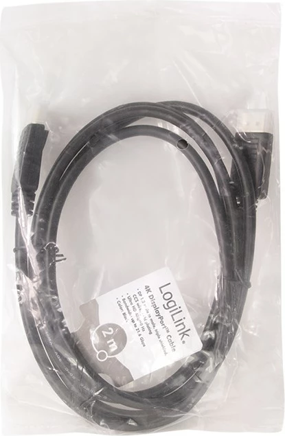 Kabllo DisplayPort LogiLink CD0101, 2 m, DisplayPort, DisplayPort, 3840 x 2160 pixels, e zezë