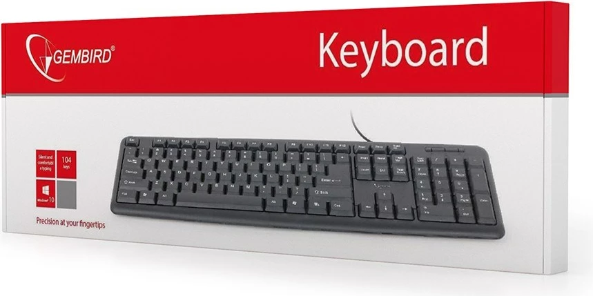 Tastierë Gembird KB-U-103-RU, USB QWERTY, e zezë