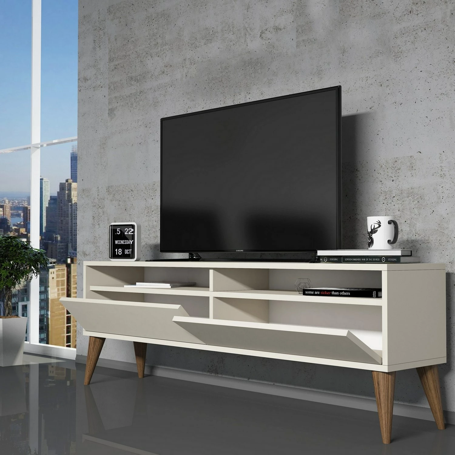 Komodë TV Hanah Home, Best 2, ngjyrë krem