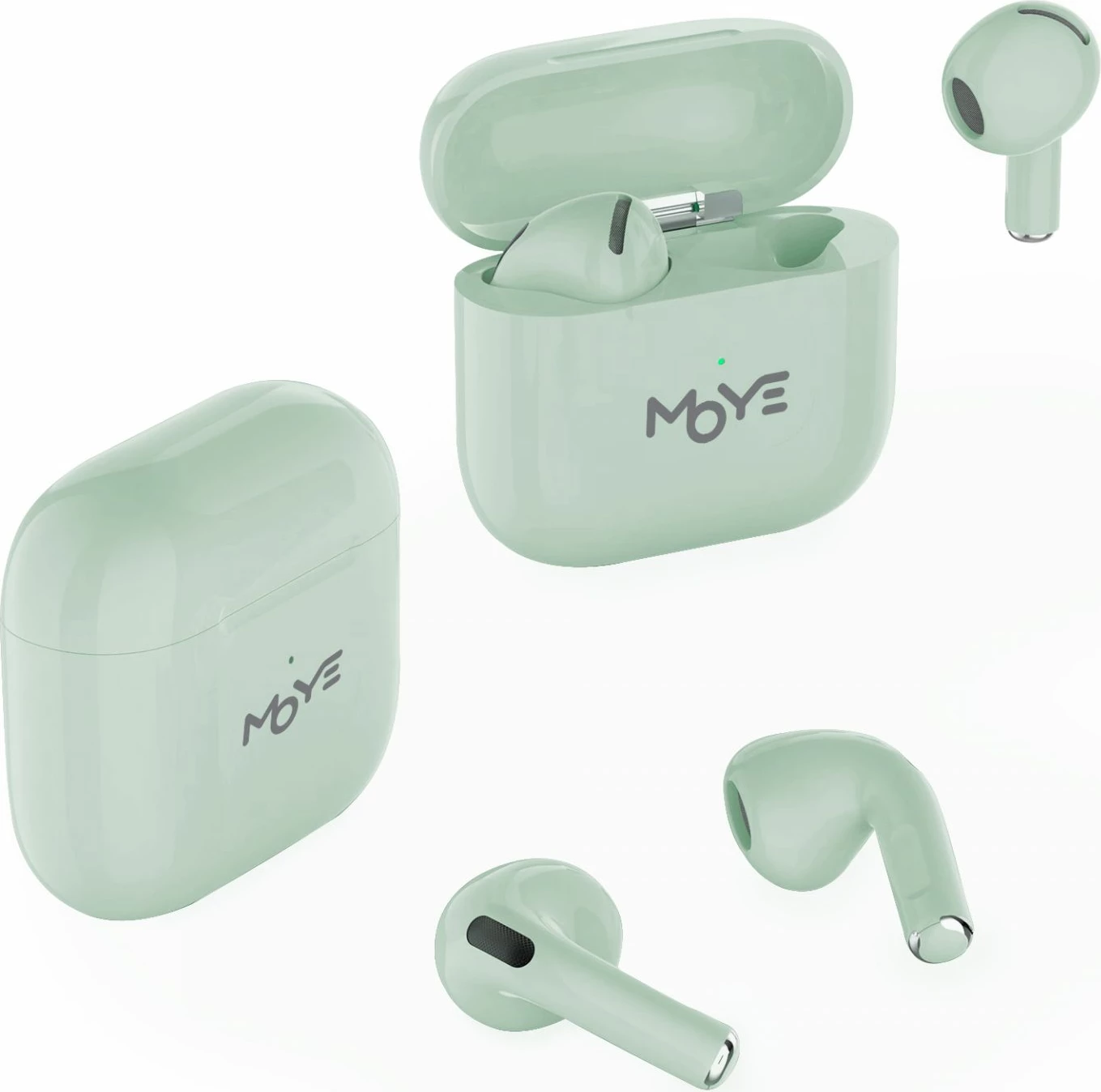 Kufje wireless MOYE Aurras 3 Lite, Bluetooth 5.4, deri 5 orë, USB-C, jeshile, set me kuti karikimi