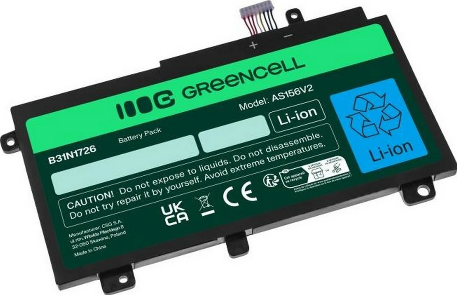 Bateri Green Cell B31N1726 për Asus TUF Gaming, 3100mAh, e zezë