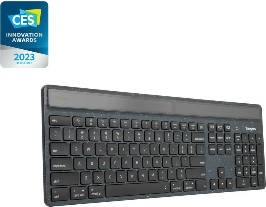 Tastierë Targus EcoSmart, Bluetooth 5.0, AZERTY, ndriçim LED, e zezë