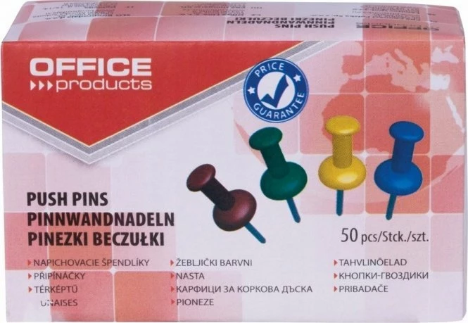 Pinezë Teka Office Products 18194053-99, 11 mm, kokë plastike, paketim 50 copë, mix ngjyrash