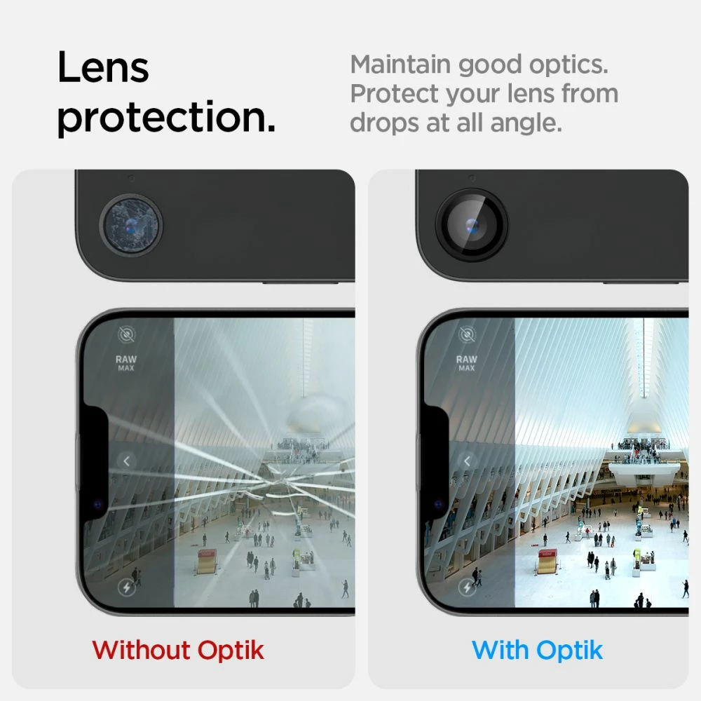 Mbrojtës xhami për kamerë Spigen Optik Pro GLAS.TR Ez Fit, për iPhone 16e, 2 copë, Zi