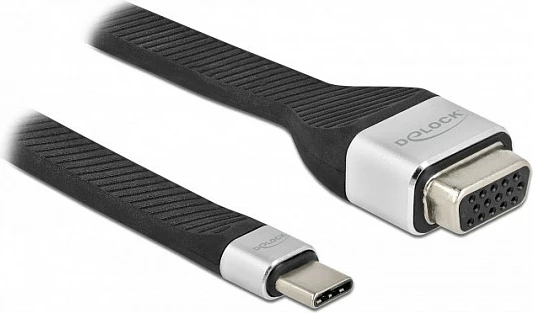 Kabllo adapter DeLOCK USB Type-C në VGA (DP Alt Mode), 13 cm, 1080p, e zezë/argjend