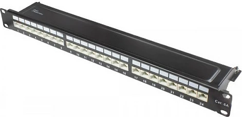 Patch panel GoodConnections Alcasa GC-N0145, 24 porta RJ45, Cat6a, 1U, 10GbE, i zi