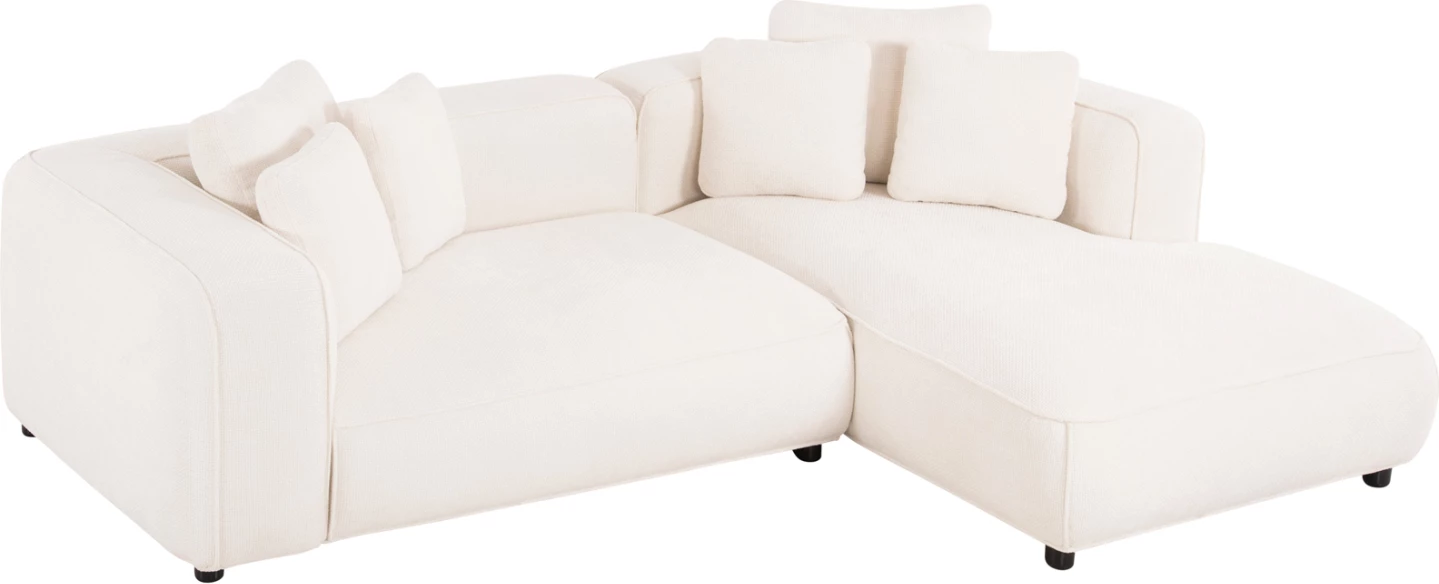 Divan qoshe (djathtë) 3-vendësh GRACE FH3280.02R pëlhurë e bardhë 252x105-160x70-90Hcm