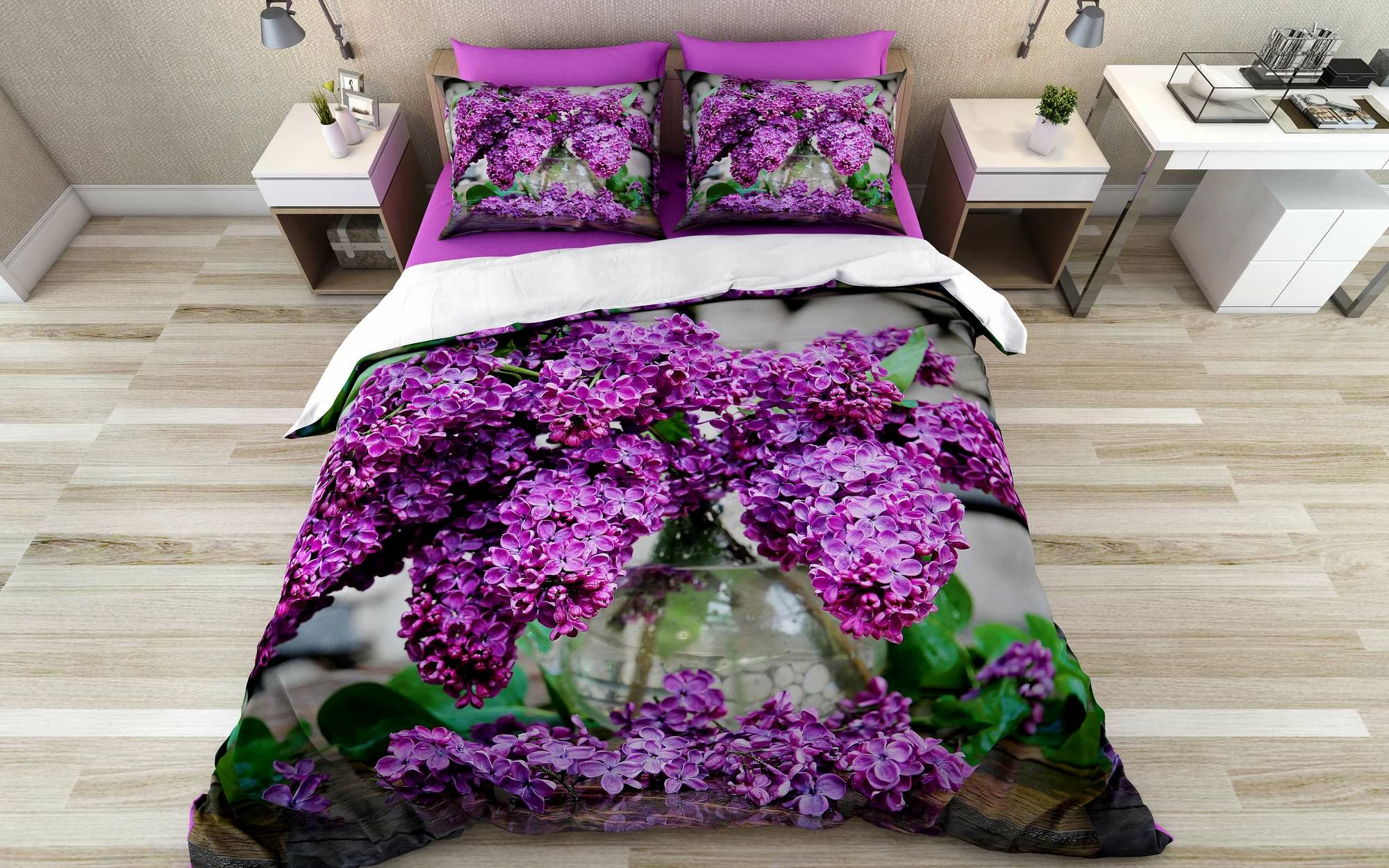 Set mbulesë jorgani XXL njësh, L'Essentiel Linge de Maison, ngjyrë lejla, jeshile, gri