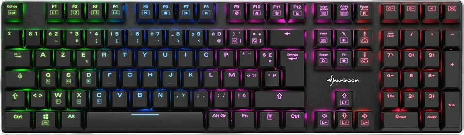 Tastierë mekanike Sharkoon PureWriter RGB, Kailh Blue, AZERTY, me drita RGB, e zezë