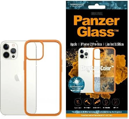 Mbështjellës PanzerGlass ClearCase për iPhone 12 Pro Max, transparent portokalli