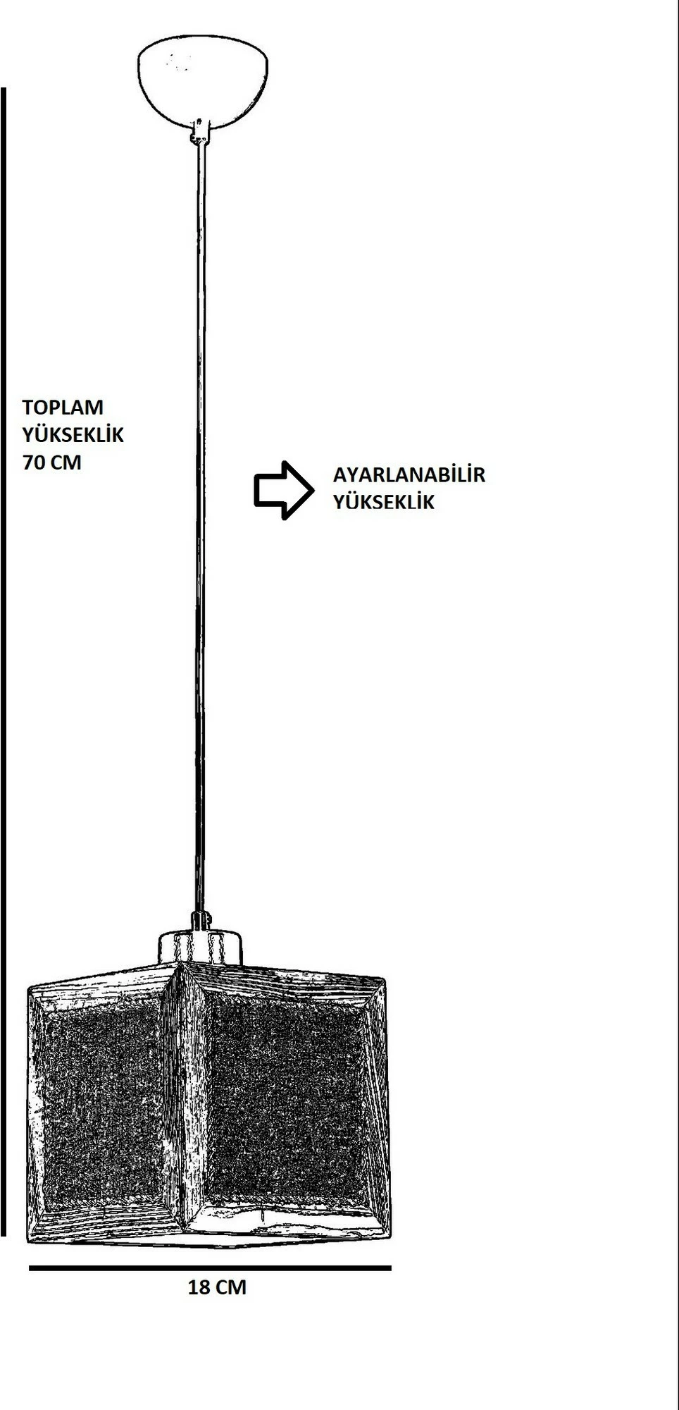 Llambë tavani Opviq, Kumsal, njësh, e zezë, ratan