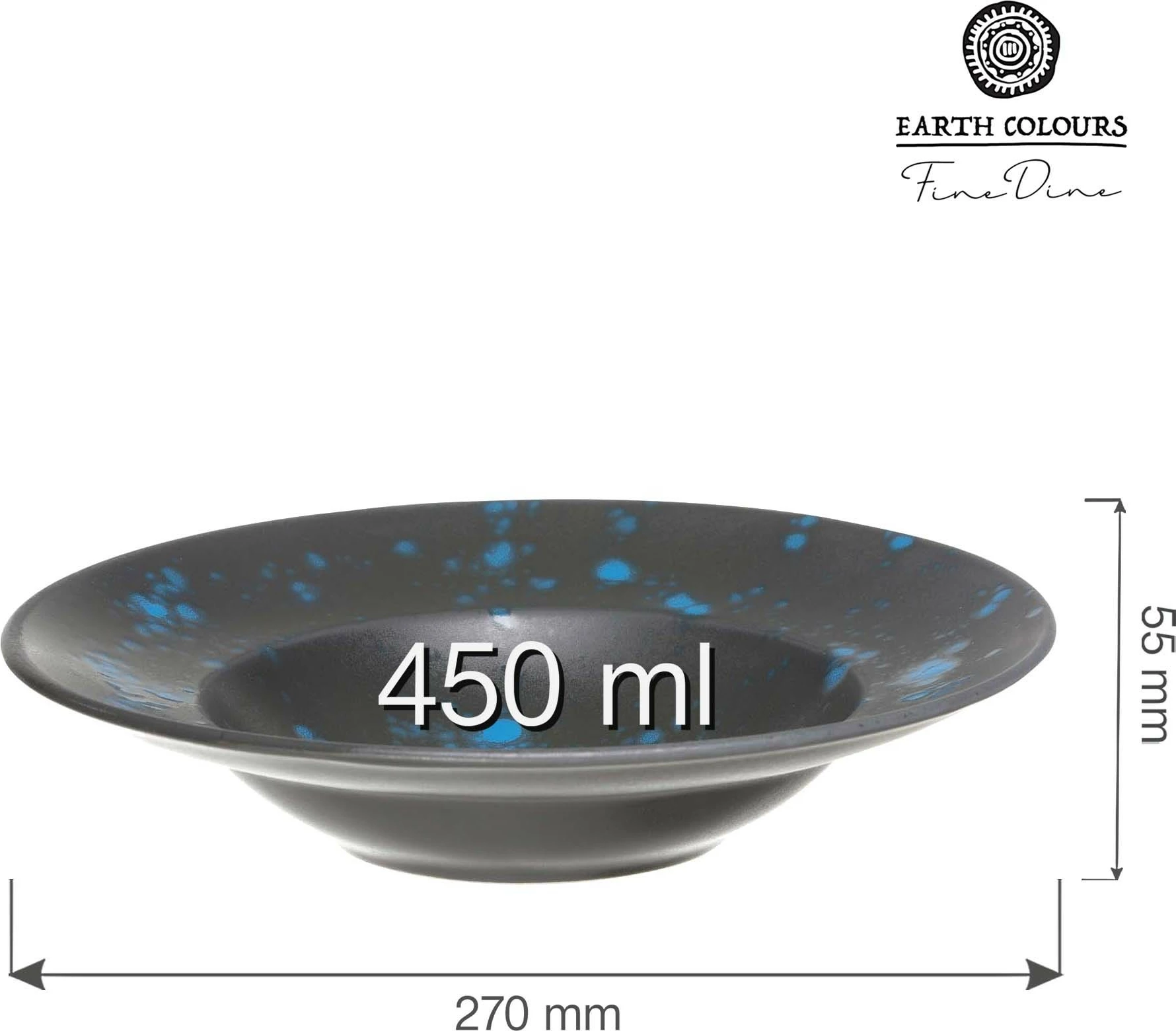 Pjatë për pasta Fine Dine Flora 270 mm 450 ml, blu, set 6 copë