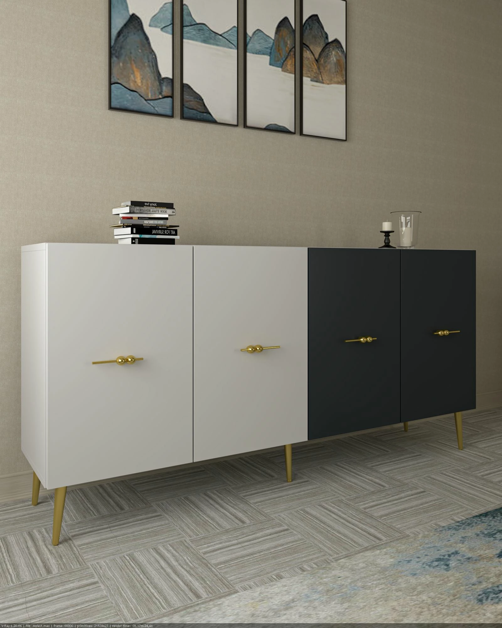 Konsol Skye Decor, Loop KB150, e bardhë, antracit