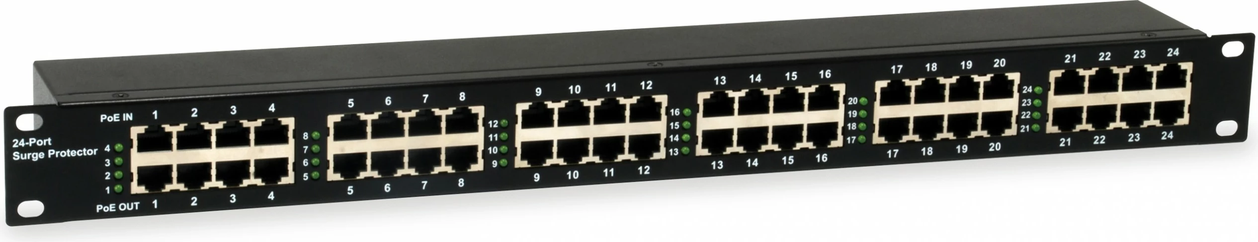 Mbrojtës i rrymës LevelOne 24-Port PoE, 6KV, 30W, 58 V, 77 V, i zi, metal