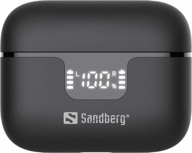 Kufje SANDBERG 126-52 wireless earbuds ANC+ENC, Bluetooth 6.0, USB-C, të zeza, set me kutizë karikimi