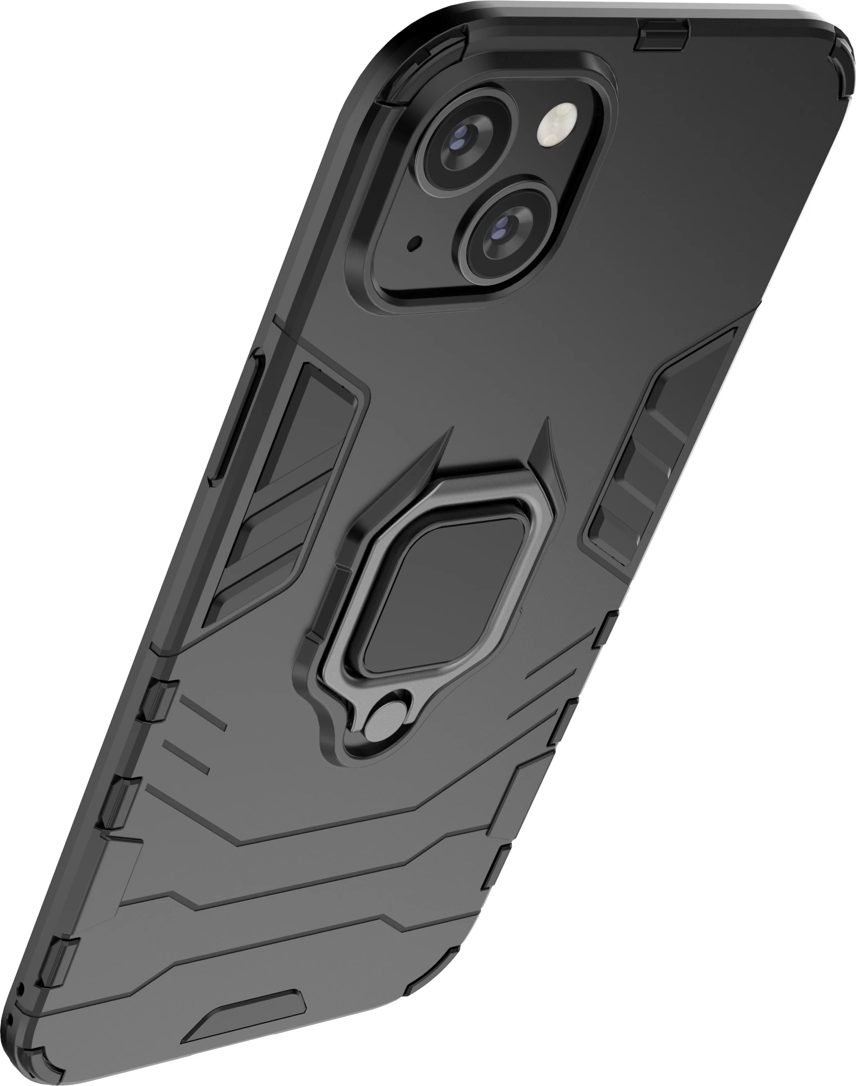 Mbështjellës Hurtel Ring Armor për iPhone 14, me unazë mbajtëse, e zezë