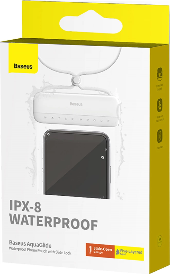 Mbështjellës Baseus AquaGlide BS-PC029 për celular, IPX8, me Slide Lock, Bardhë