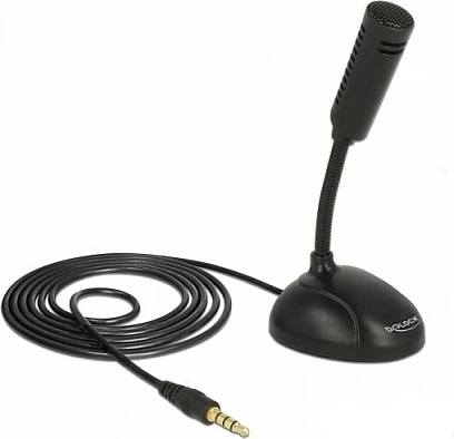 Mikrofon DeLOCK 65872 për celular/tablet, 3.5 mm, me kabllo 1.7 m, omnidireksional, i zi