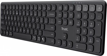 Tastierë wireless Trust Vaiya 25511, full-size US layout, scissor low-profile, multi-device 4, me numpad, e zezë