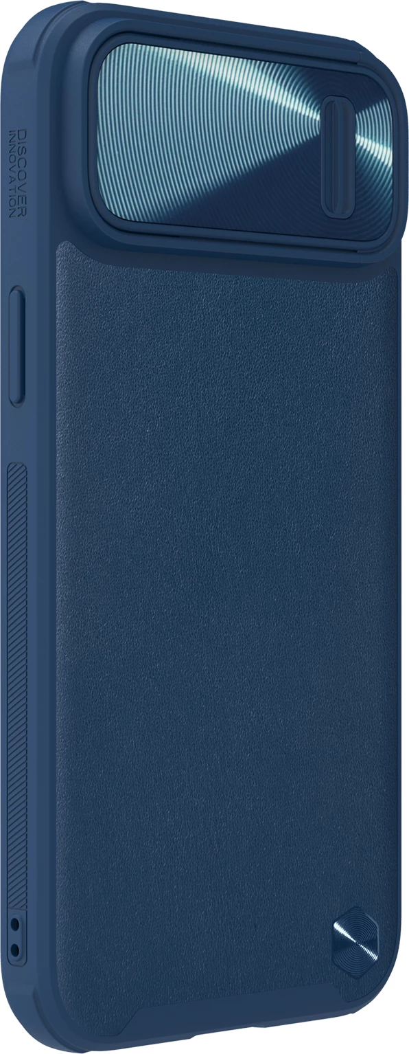 Mbështjellës Nillkin CamShield Leather S për iPhone 14 Plus, me kapak kamere, Blu