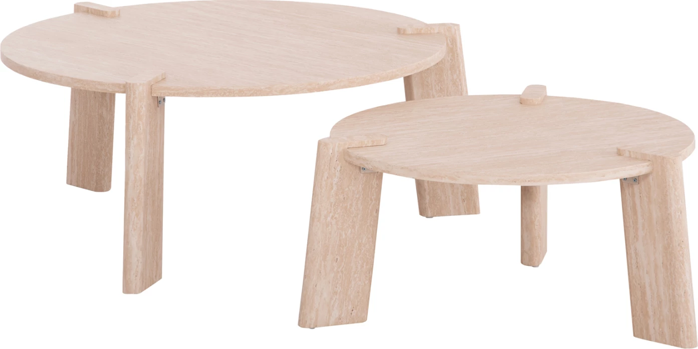 Set 2 copë tavolina kafeje EQUIL FH9943.01 MDF me mbulesë melamine-ngjyrë druri natyral 66x66cm + 87x87cm