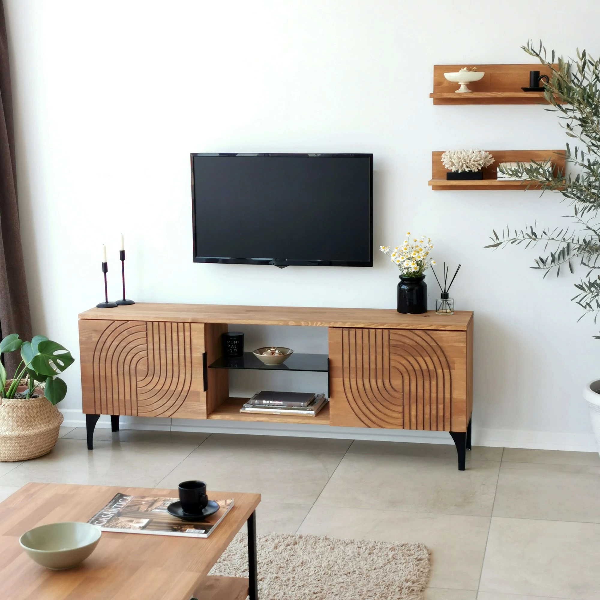 Komodë TV Hanah Home, Lidya, ngjyrë lisi