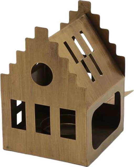 Dekoratë Krishtlindjesh për qiri, ngjyrë kafe-ari, 9x9x13cm