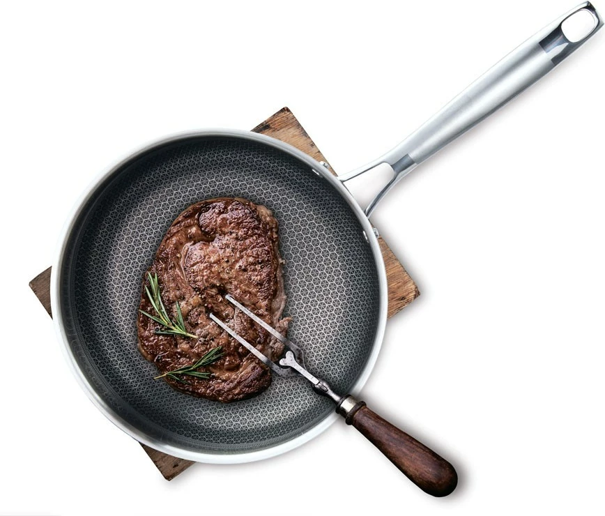 Tigan profesional Feel-Maestro MR-1224-24, 24 cm, çelik inox, jo-ngjitës, argjend