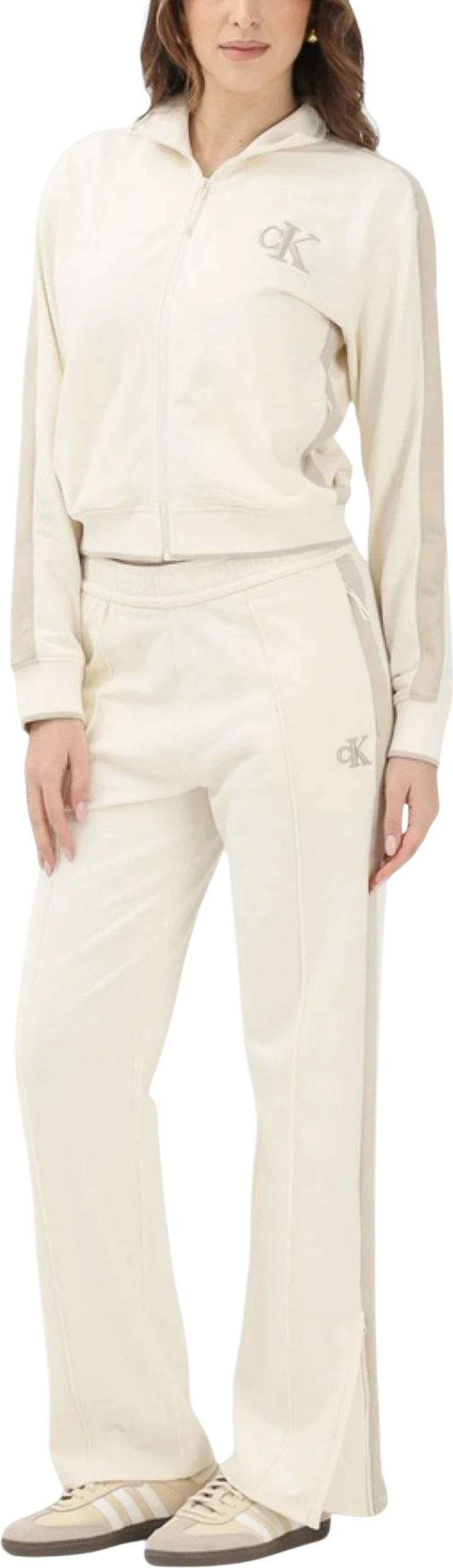 Pantallona sportive për femra Calvin Klein Jeans LV047E225G, krem [Madhësia: M]