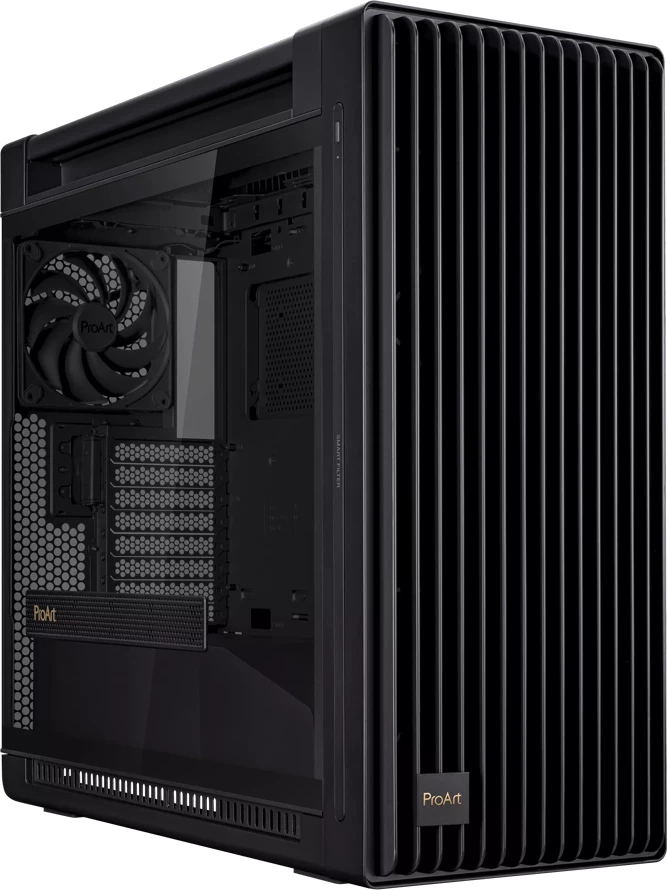 Kasë ASUS ProArt PA602, E-ATX/Midi Tower, xham i kalitur, radiator 420 mm, 2x200 mm + 1x140 mm ftohës, USB-C 20Gbps, e zezë