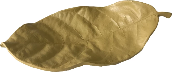 Pjatë dekorative në formë gjethe, polirezine, ngjyrë terrakote, 26x12x6 cm