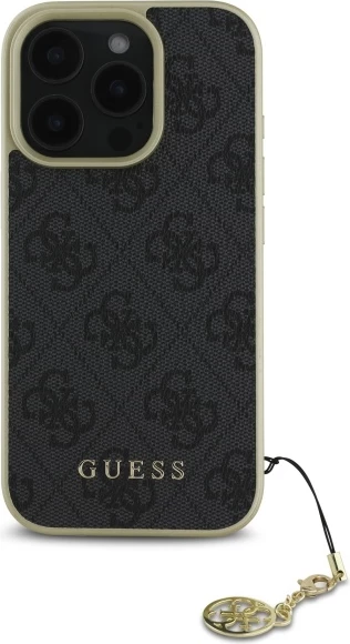 Mbështjellës Guess 4G Charms Collection për iPhone 16 Pro, i zi