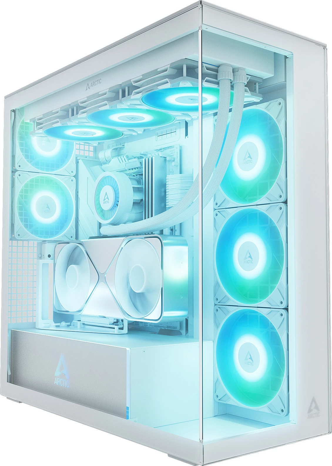 Kasë ARCTIC Xtender, Midi Tower, xham i temperuar, RGB, e bardhë
