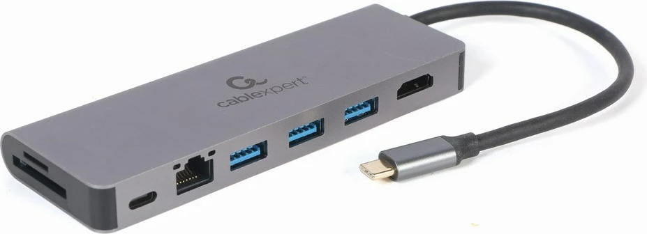 Përshtatës USB, Gembird A-CM-COMBO5-05, 5x porte, type-C, hiri