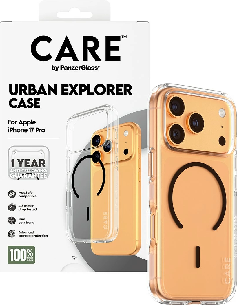 Mbështjellës PanzerGlass CARE Flagship Urban Explorer MagSafe për iPhone 17 Pro, transparent