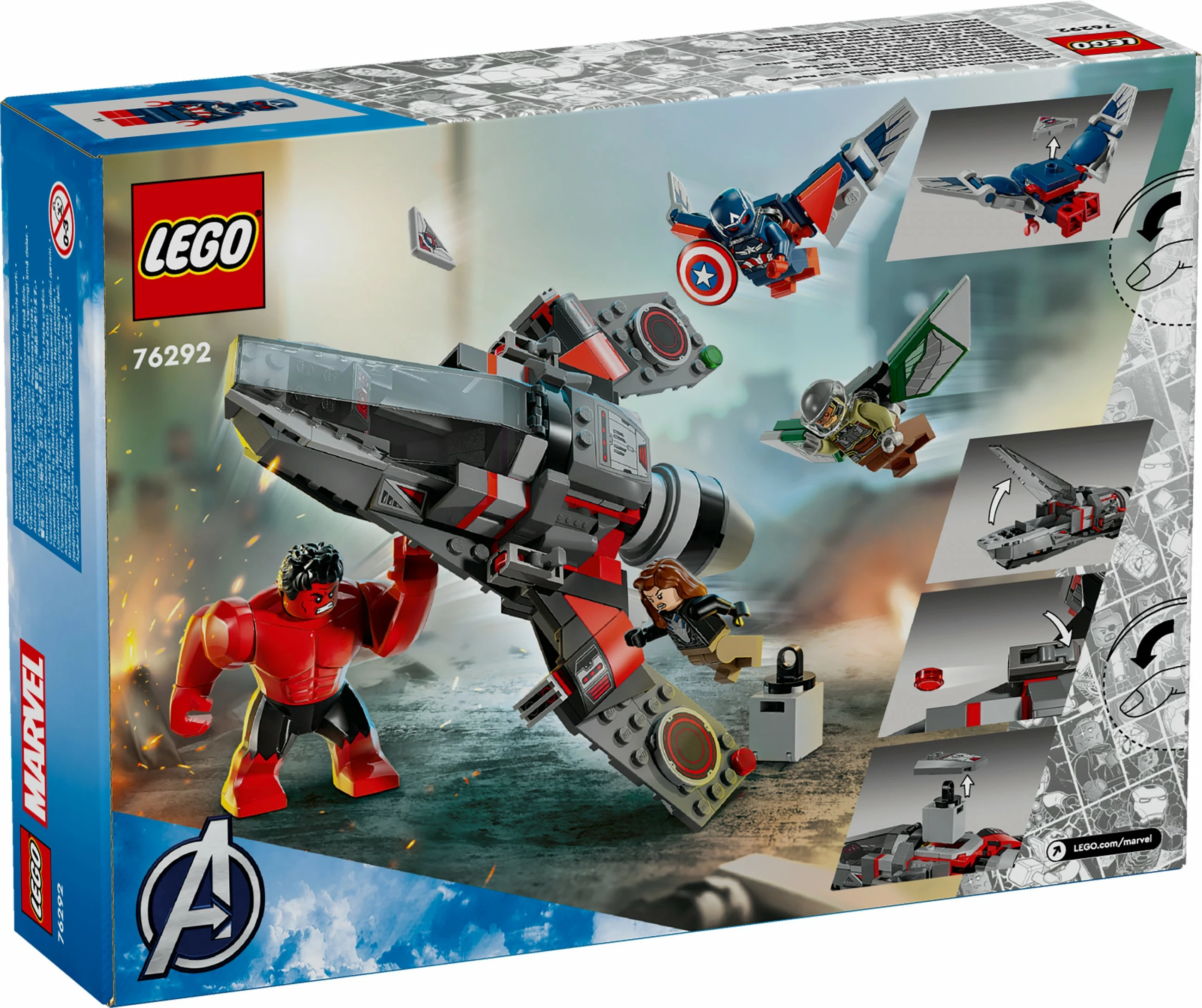 Set ndërtimi LEGO Marvel 76292 Captain America vs Red Hulk, shumëngjyrësh
