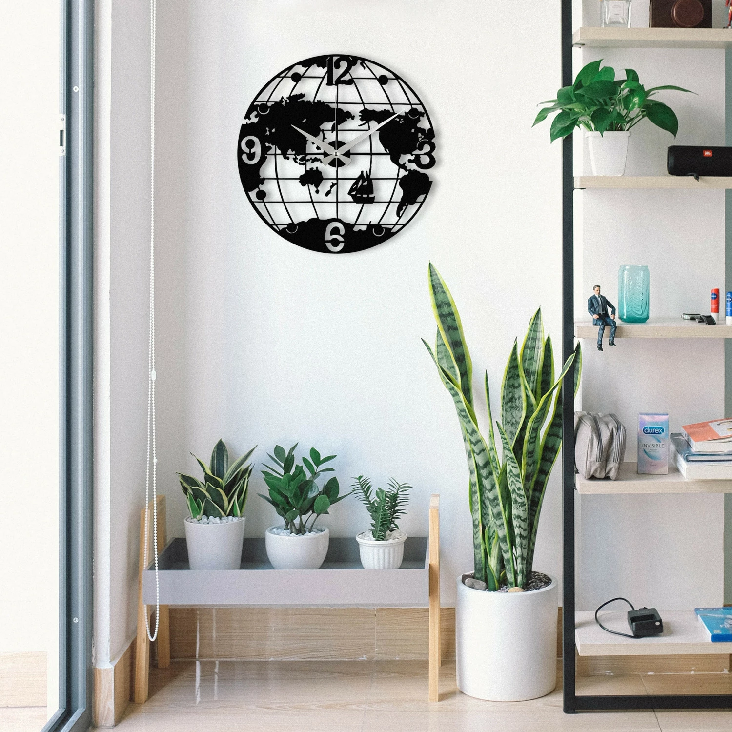Orë muri dekorative metalike, Wallity Enzoclock - S018, e zezë, 48x48cm