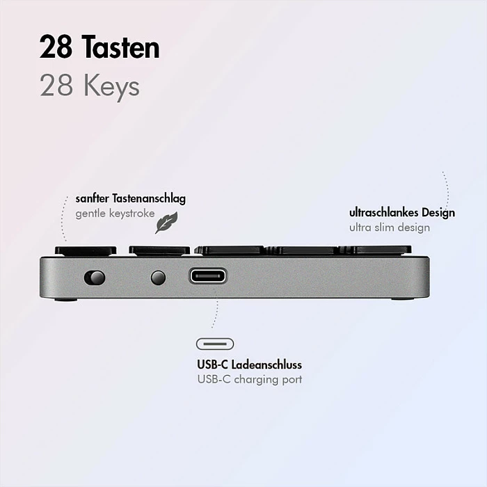 Tastierë numerike LogiLink 28-tasta, Bluetooth 5.0, space-gri